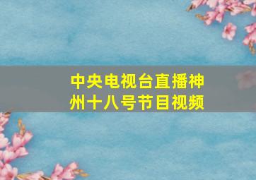 中央电视台直播神州十八号节目视频