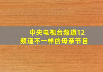 中央电视台频道12频道不一样的母亲节目