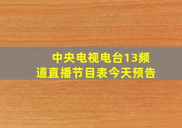 中央电视电台13频道直播节目表今天预告