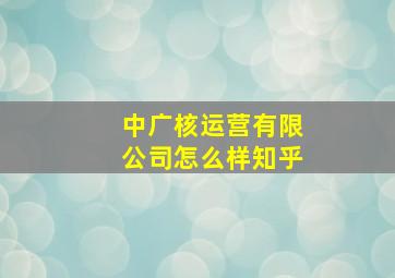 中广核运营有限公司怎么样知乎