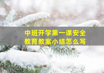 中班开学第一课安全教育教案小结怎么写