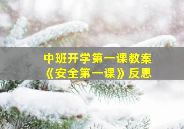 中班开学第一课教案《安全第一课》反思