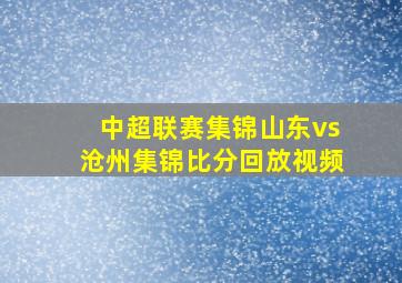 中超联赛集锦山东vs沧州集锦比分回放视频