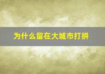 为什么留在大城市打拼