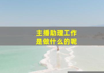 主播助理工作是做什么的呢