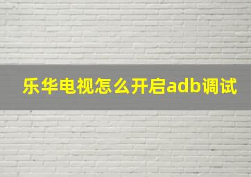 乐华电视怎么开启adb调试