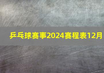 乒乓球赛事2024赛程表12月