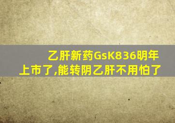 乙肝新药GsK836明年上市了,能转阴乙肝不用怕了