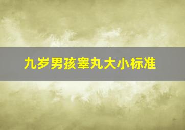 九岁男孩睾丸大小标准