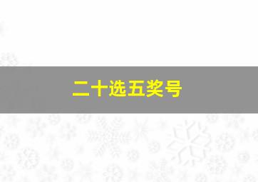 二十选五奖号