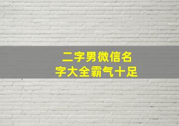 二字男微信名字大全霸气十足