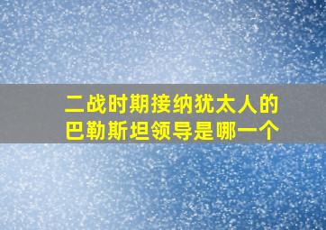 二战时期接纳犹太人的巴勒斯坦领导是哪一个