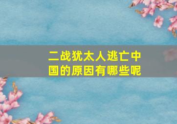 二战犹太人逃亡中国的原因有哪些呢