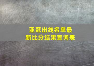 亚冠出线名单最新比分结果查询表