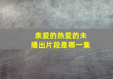 亲爱的热爱的未播出片段是哪一集