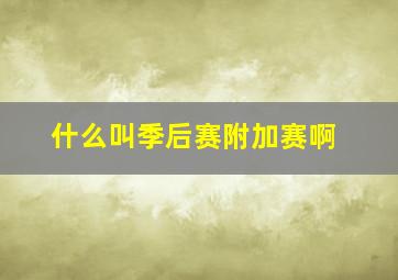 什么叫季后赛附加赛啊