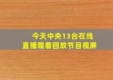 今天中央13台在线直播观看回放节目视屏