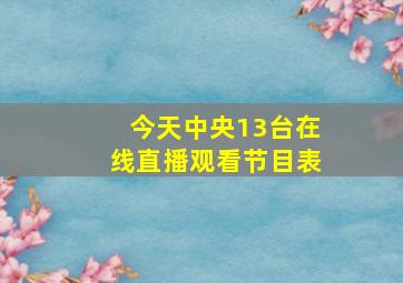 今天中央13台在线直播观看节目表