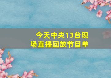 今天中央13台现场直播回放节目单