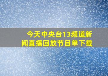 今天中央台13频道新闻直播回放节目单下载