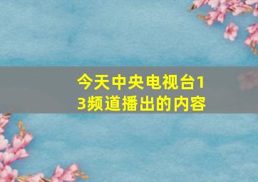 今天中央电视台13频道播出的内容