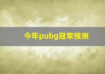 今年pubg冠军预测