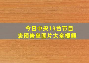 今日中央13台节目表预告单图片大全视频