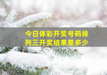 今日体彩开奖号码排列三开奖结果是多少