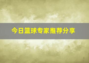 今日篮球专家推荐分享