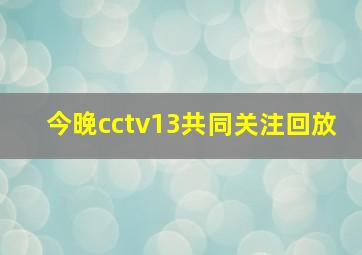 今晚cctv13共同关注回放