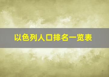 以色列人口排名一览表