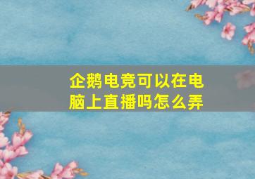 企鹅电竞可以在电脑上直播吗怎么弄