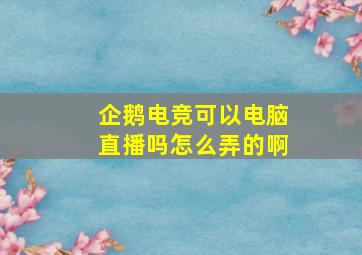 企鹅电竞可以电脑直播吗怎么弄的啊