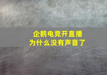 企鹅电竞开直播为什么没有声音了