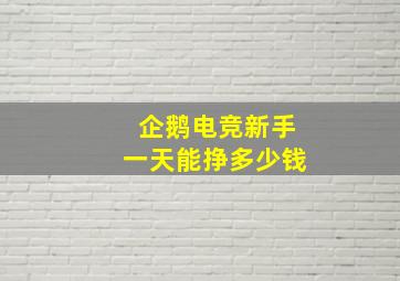 企鹅电竞新手一天能挣多少钱