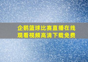 企鹅篮球比赛直播在线观看视频高清下载免费