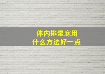 体内排湿寒用什么方法好一点