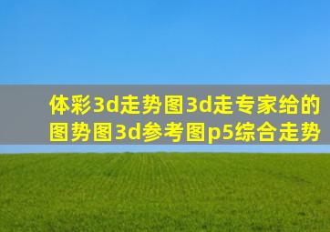 体彩3d走势图3d走专家给的图势图3d参考图p5综合走势