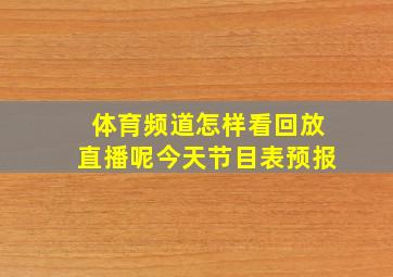 体育频道怎样看回放直播呢今天节目表预报