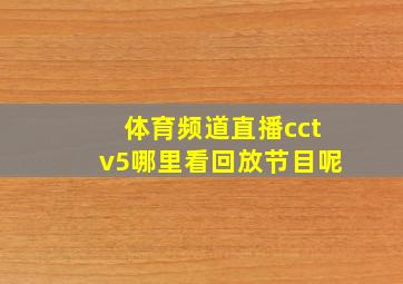 体育频道直播cctv5哪里看回放节目呢