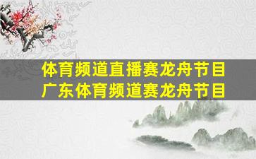 体育频道直播赛龙舟节目广东体育频道赛龙舟节目