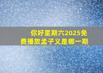 你好星期六2025免费播放孟子义是哪一期