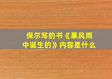 保尔写的书《暴风雨中诞生的》内容是什么