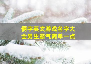 俩字英文游戏名字大全男生霸气简单一点