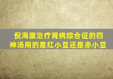 倪海厦治疗肾病综合征的四神汤用的是红小豆还是赤小豆