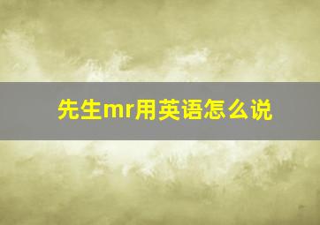 先生mr用英语怎么说