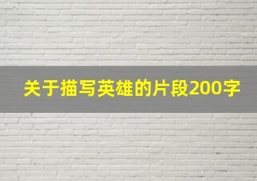 关于描写英雄的片段200字