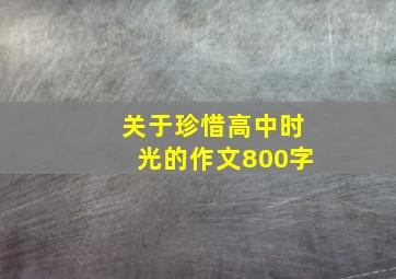 关于珍惜高中时光的作文800字