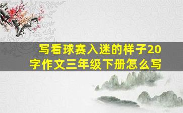 写看球赛入迷的样子20字作文三年级下册怎么写