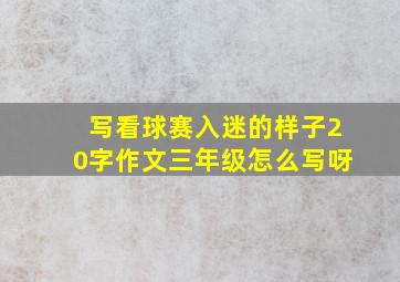 写看球赛入迷的样子20字作文三年级怎么写呀